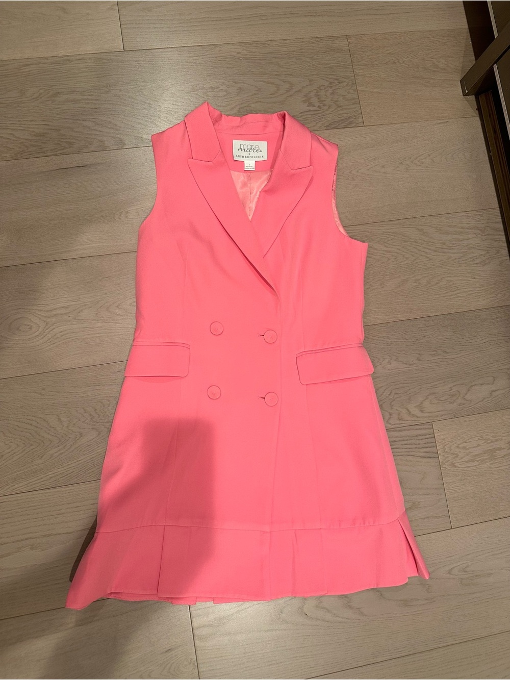 Mare Mare Sleeveless Double-Breasted Pink Mini Dress